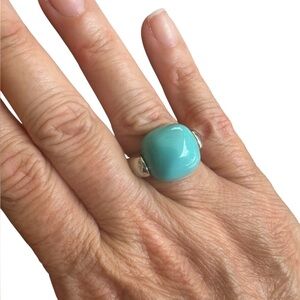 Chunky Turquoise and Silver Boho Ring